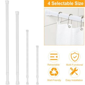 Tension Curtain Rod Spring Load Adjustable Curtain Pole Heavy-Duty Steel 4 Sizes for Bathroom Wardrobe Kitchen Balcony 50cm