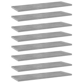 Bookshelf Boards 8 pcs Concrete Gray 23.6"x7.9"x0.6" Engineered Wood