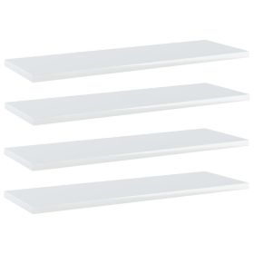 Bookshelf Boards 4 pcs High Gloss White 23.6"x7.9"x0.6" Engineered Wood