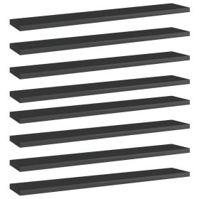 Bookshelf Boards 8 pcs High Gloss Black 23.6"x3.9"x0.6" Engineered Wood