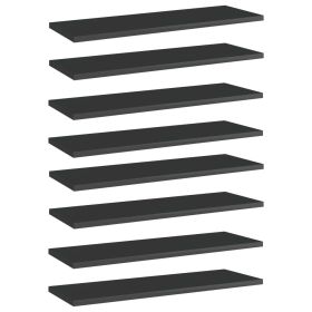 Bookshelf Boards 8 pcs High Gloss Black 23.6"x7.9"x0.6" Engineered Wood