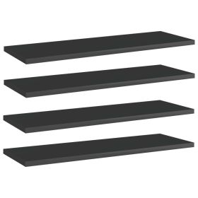 Bookshelf Boards 4 pcs High Gloss Black 23.6"x7.9"x0.6" Engineered Wood