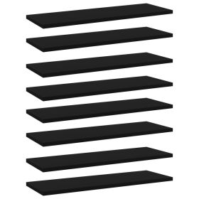 Bookshelf Boards 8 pcs Black 23.6"x7.9"x0.6" Engineered Wood