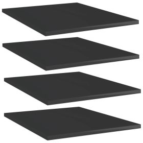 Bookshelf Boards 4 pcs High Gloss Black 15.7"x19.7"x0.6" Engineered Wood