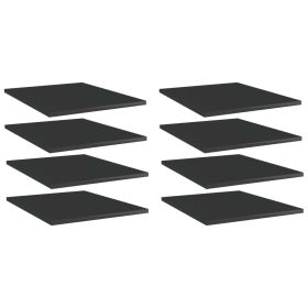 Bookshelf Boards 8 pcs High Gloss Black 15.7"x19.7"x0.6" Engineered Wood