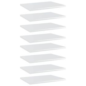 Bookshelf Boards 8 pcs High Gloss White 15.7"x11.8"x0.6" Engineered Wood