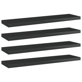 Bookshelf Boards 4 pcs High Gloss Black 15.7"x3.9"x0.6" Engineered Wood