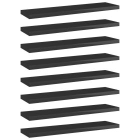 Bookshelf Boards 8 pcs High Gloss Black 15.7"x3.9"x0.6" Engineered Wood