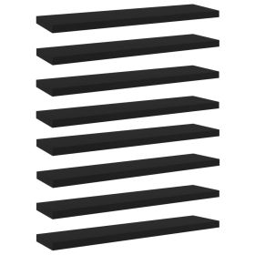 Bookshelf Boards 8 pcs Black 15.7"x3.9"x0.6" Engineered Wood