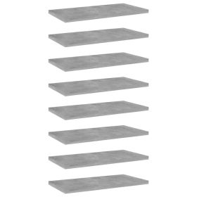 Bookshelf Boards 8 pcs Concrete Gray 15.7"x7.9"x0.6" Engineered Wood