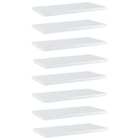 Bookshelf Boards 8 pcs High Gloss White 15.7"x7.9"x0.6" Engineered Wood