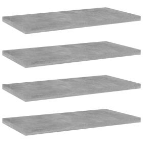 Bookshelf Boards 4 pcs Concrete Gray 15.7"x7.9"x0.6" Engineered Wood