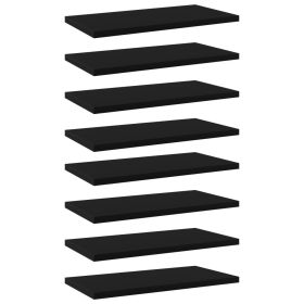 Bookshelf Boards 8 pcs Black 15.7"x7.9"x0.6" Engineered Wood