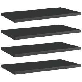 Bookshelf Boards 4 pcs High Gloss Black 15.7"x7.9"x0.6" Engineered Wood