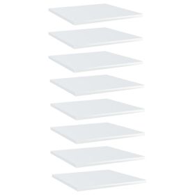 Bookshelf Boards 8 pcs High Gloss White 15.7"x15.7"x0.6" Engineered Wood