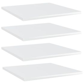 Bookshelf Boards 4 pcs High Gloss White 15.7"x15.7"x0.6" Engineered Wood