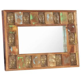 Mirror with Buddha Cladding 31.5"x19.7" Solid Reclaimed Wood