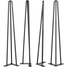 VEVOR Hairpin Table Legs 24" Black Set of 4 Desk Legs 880lbs Load Capacity (Each 220lbs) Hairpin Desk Legs 3 Rods for Bench Desk Dining End Table Chai