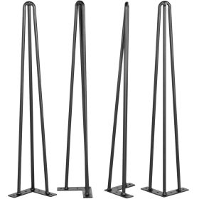 VEVOR Hairpin Table Legs 20" Black Set of 4 Desk Legs 880lbs Load Capacity (Each 220lbs) Hairpin Desk Legs 3 Rods for Bench Desk Dining End Table Chai