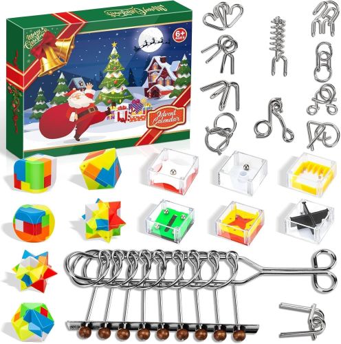 Advent Calendar 2024 for Kids - Christmas Gifts Brain Teaser Puzzles - Christmas Countdown Calendar Decoration Gift Box - 24 Pcs Metal Wire Puzzle Big Advent Calendar 2024 for Kids - Christmas Gifts Brain Teaser Puzzles - Christmas Countdown Calendar Decoration Gift Box - 24 Pcs Metal Wire Puzzle Big