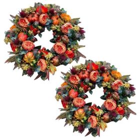 Wreath for Front Door, 20'' Peony Wreath Summer Wreaths, Artificial Flower Wreath, Home Decor for Farmhouse, Front Door, Wall, Wedding