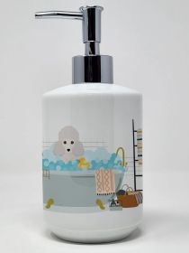 Toy White Poodle Ceramic Soap Dispenser Hand Soap Dispenser Pump Bottles for Bathroom Kitchen, Empty Refillable Liquid Soap Container