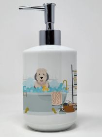 Old English Sheepdog Ceramic Soap Dispenser Hand Soap Dispenser Pump Bottles for Bathroom Kitchen, Empty Refillable Liquid Soap Container