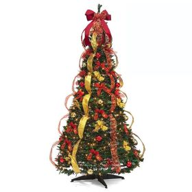 6FT Pop Up Christmas Tree with Lights, Pre-lit Artificial Christmas Trees (size: 150cm)