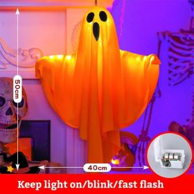 Halloween LED Glow Ghost Lights for Home Indoor Outdoor Hanging Decoration Haunted House Horror Props Bar Supplies 2024 New (Varient: orange ghost)